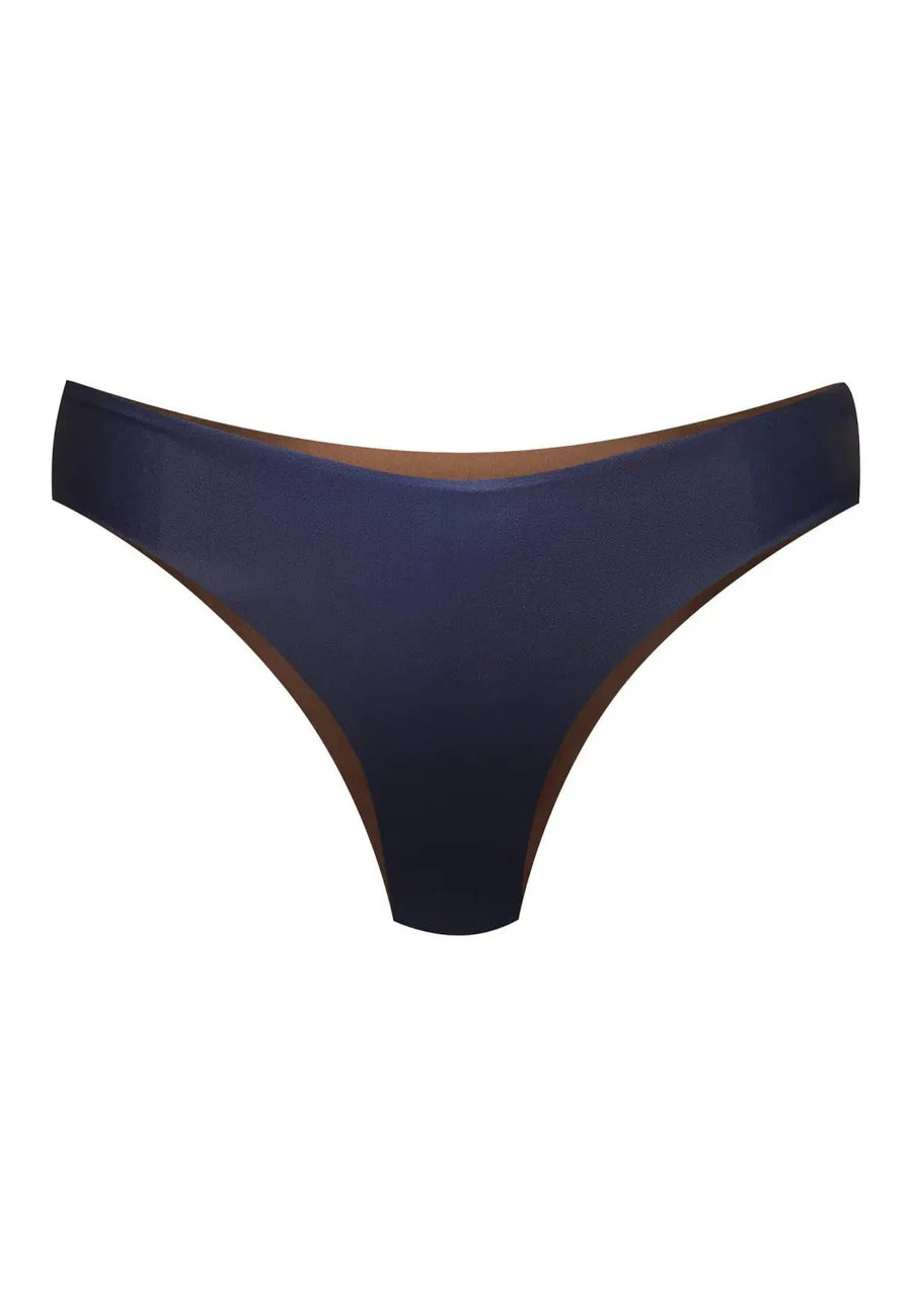 Arpoador Bottom Reversible in Dark Blue / Solid Brown - boochen eco-conscious surfwear