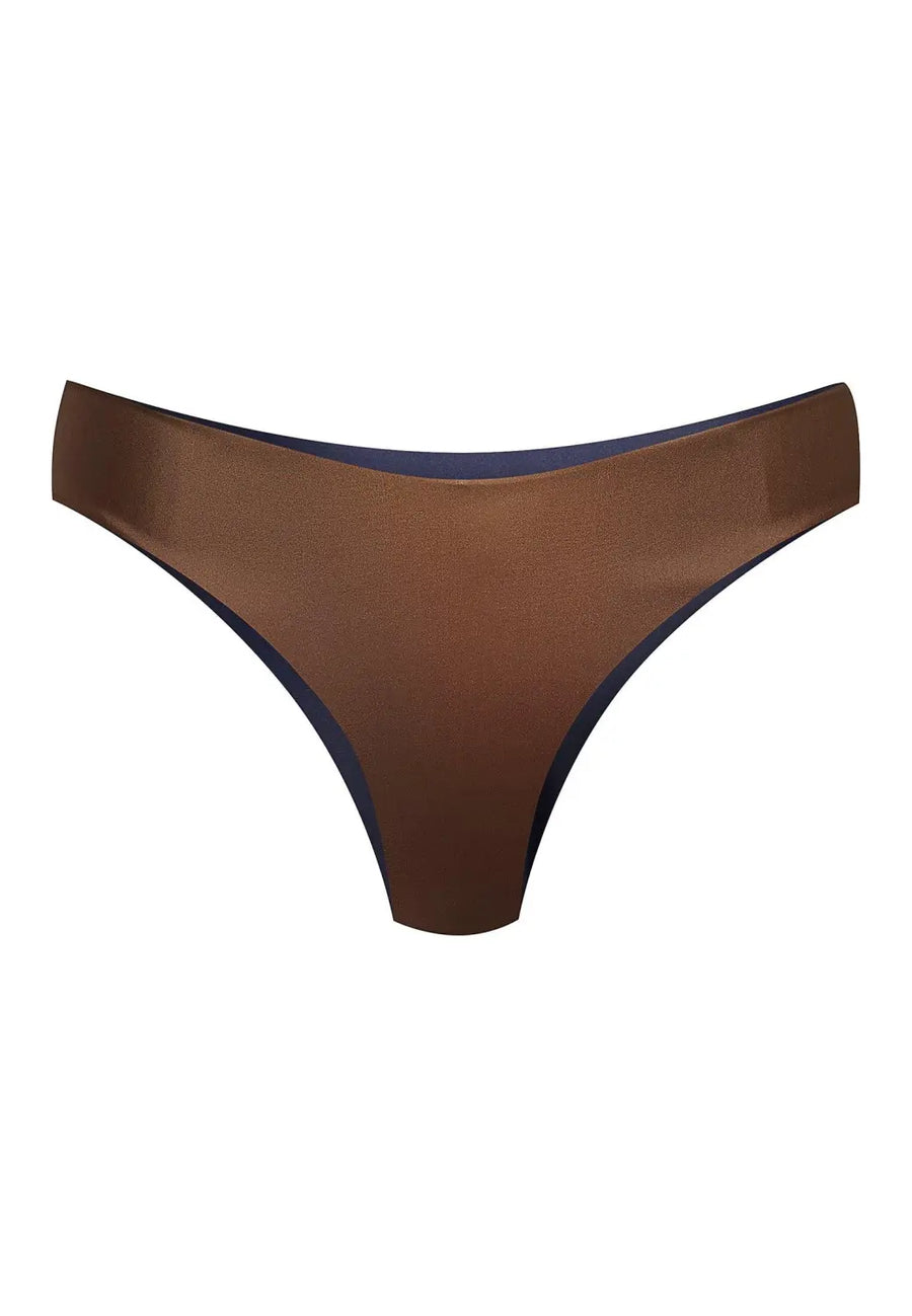 Arpoador Bottom Reversible in Dark Blue / Solid Brown - boochen eco-conscious surfwear