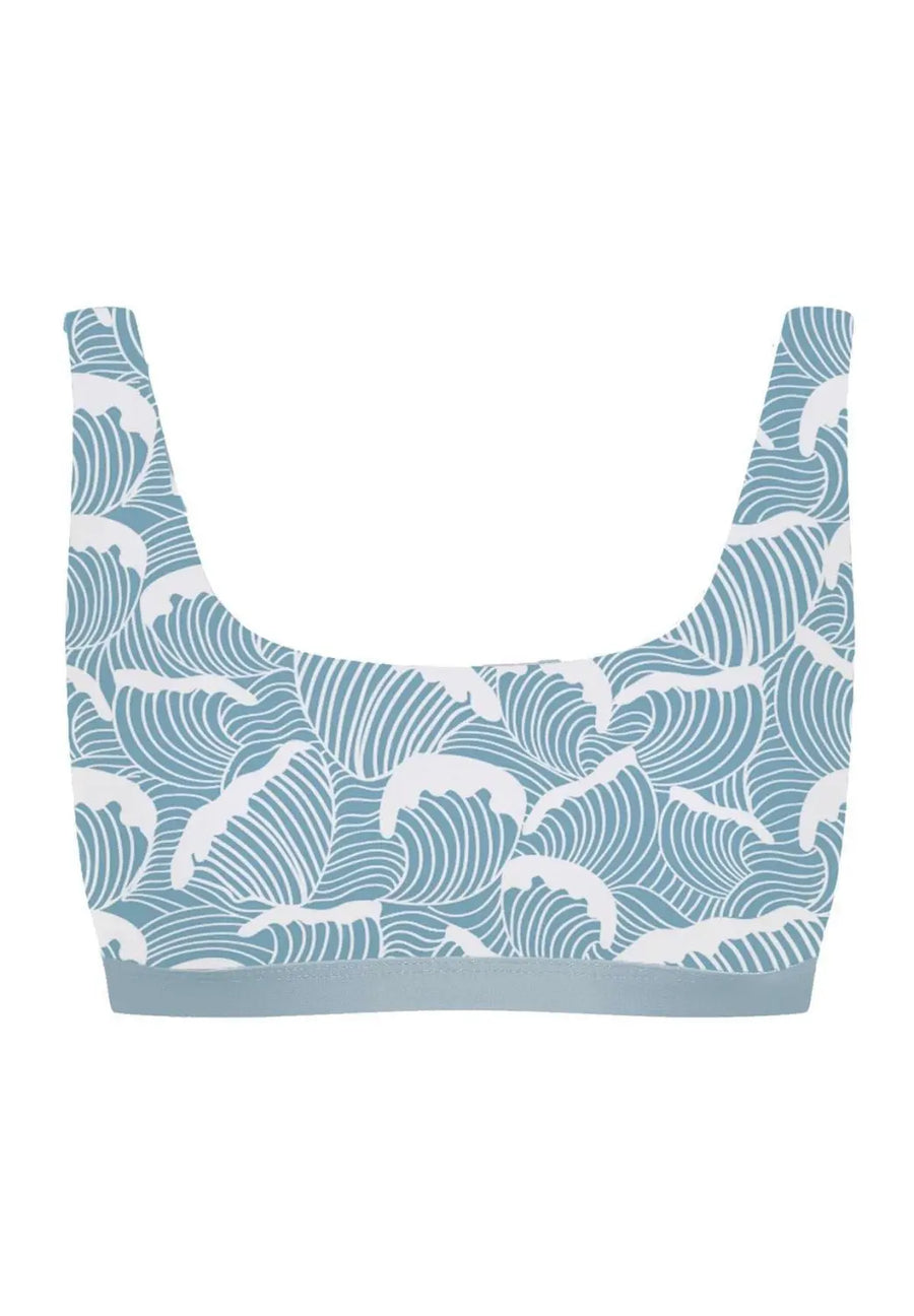 Caparica Bikini Top Reversible in Ocean Waves / Light Blue - boochen eco-conscious surfwear