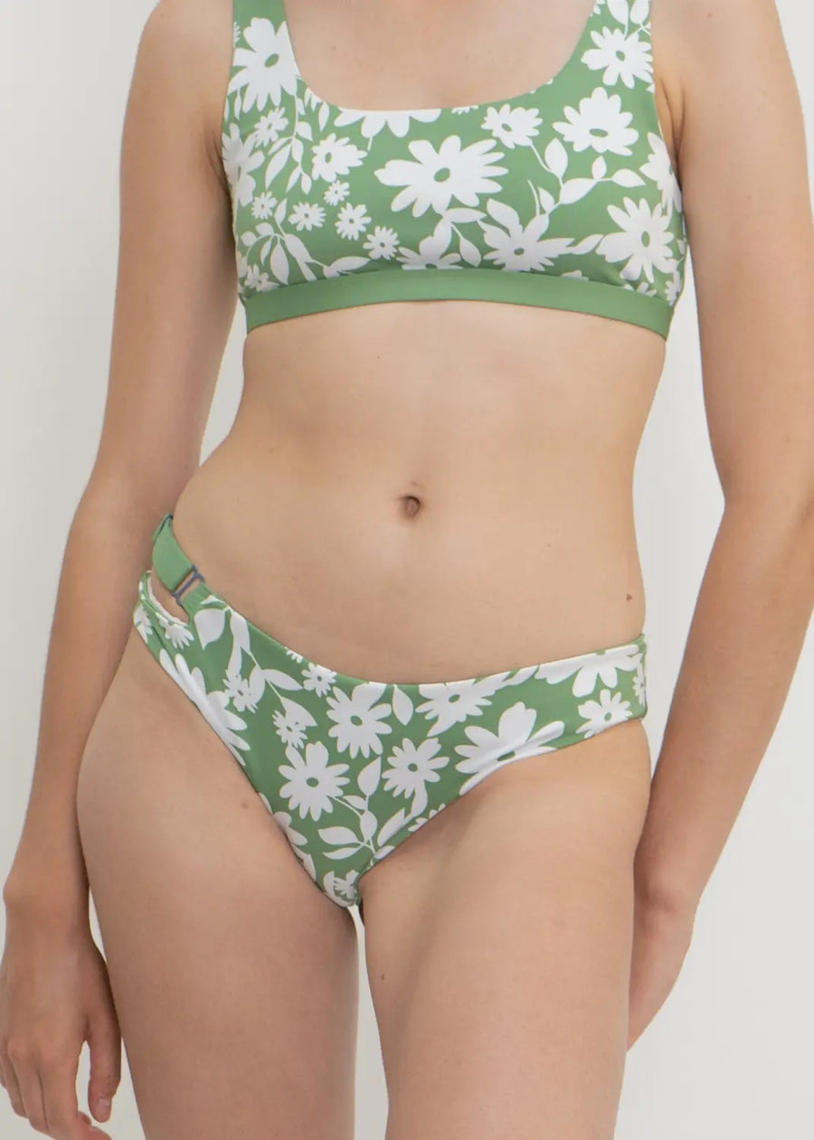 Caparica Bottom in Green Moonflower / Mint - bikini bottom