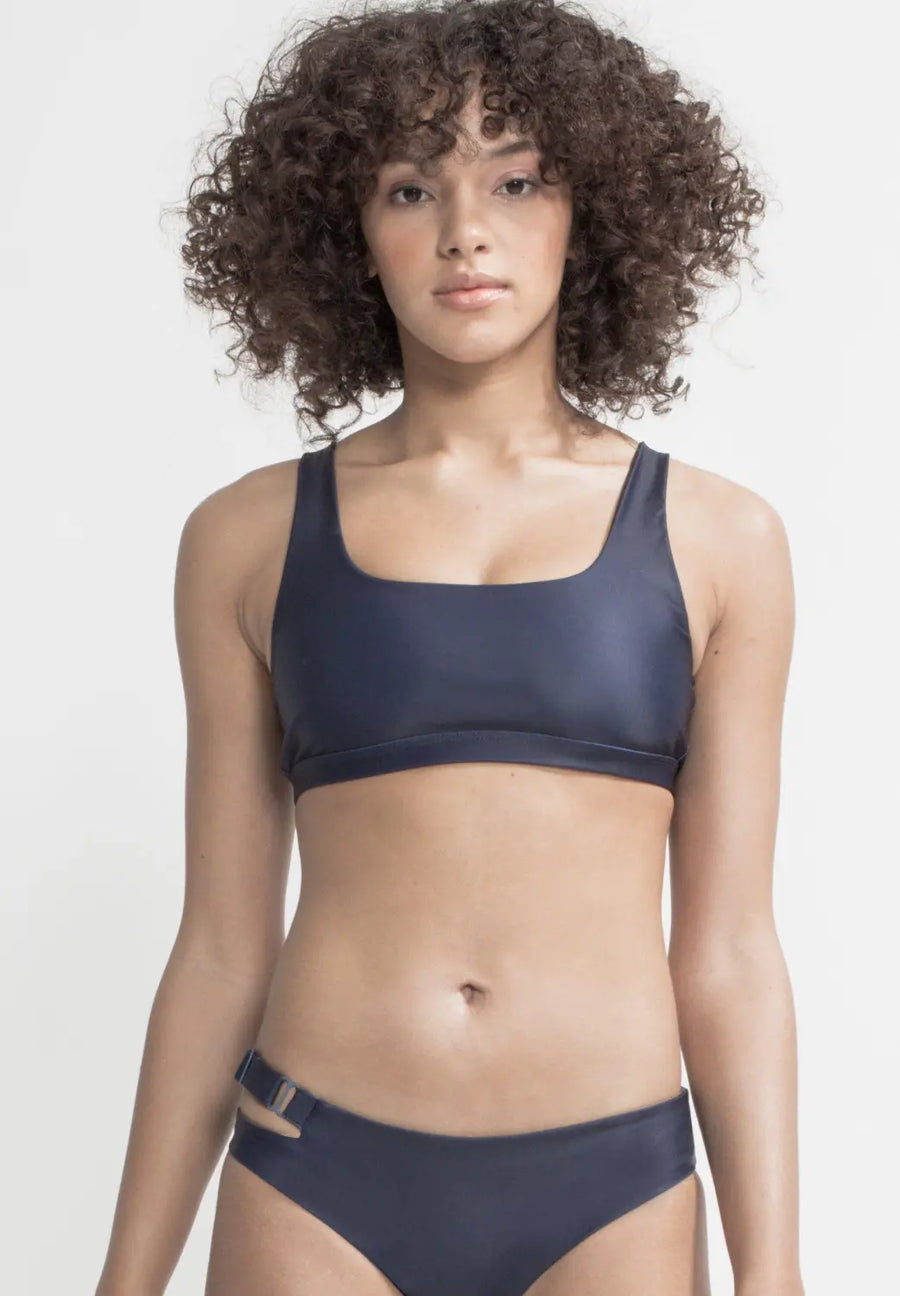 Caparica Top Reversible in Dark Blue / Solid Brown - boochen eco-conscious surfwear