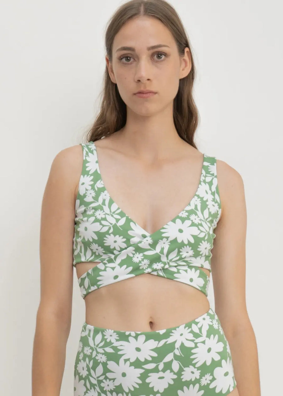 Noja Top in Green Moonflower / Mint - Bikini top