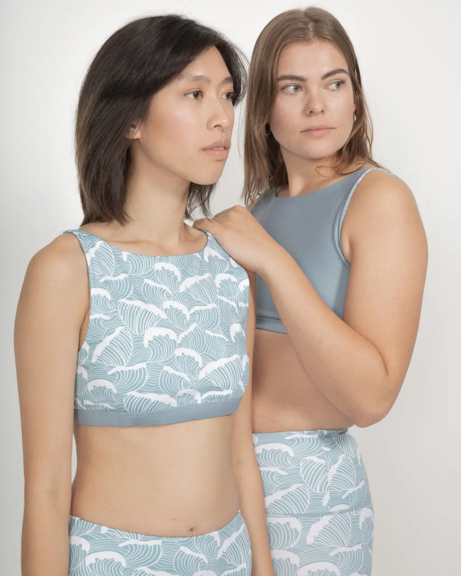 Sports bra Meco in Ocean Waves Print - boochen eco-conscious surfwear