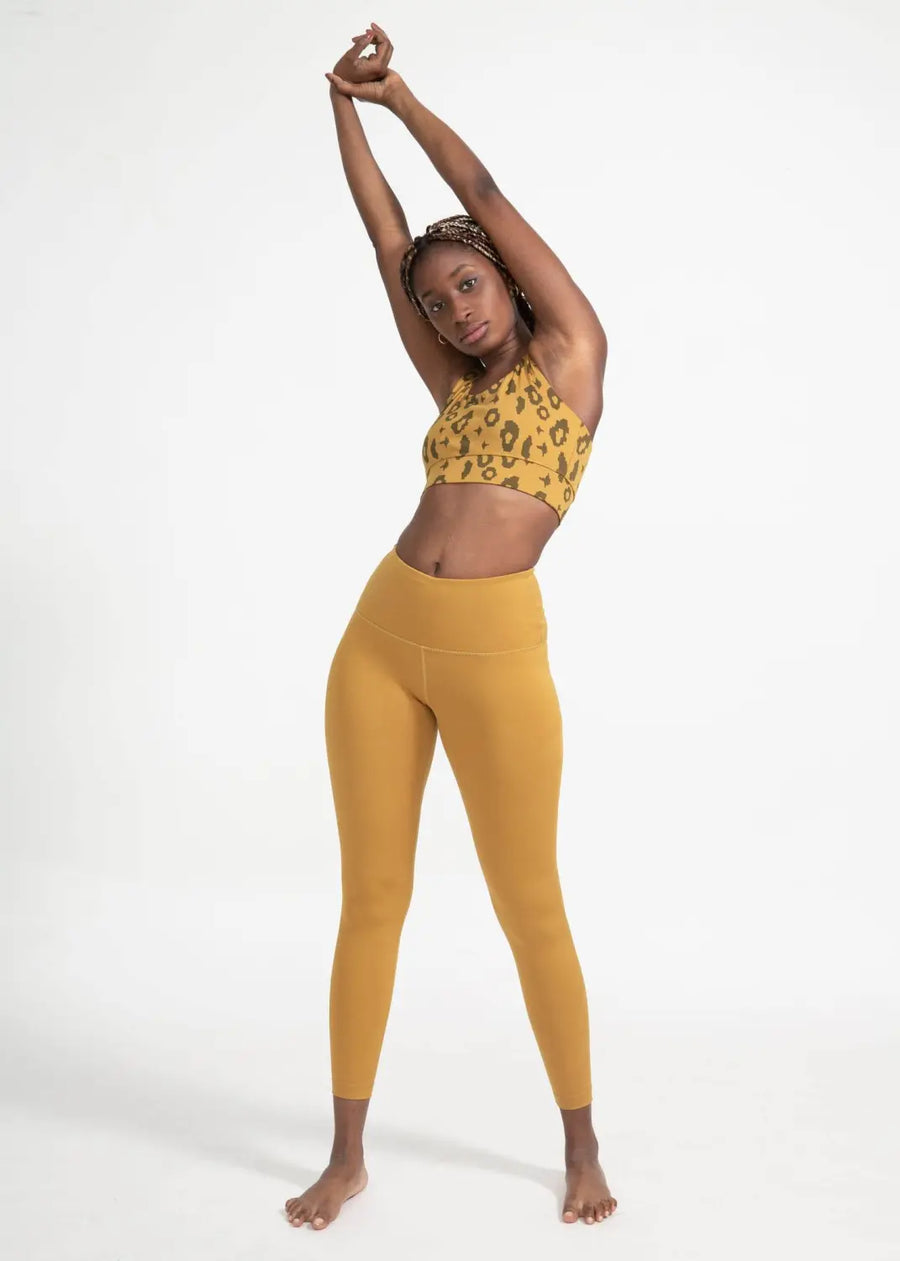 boochen eco-friendly leggings in senf yellow, sustainable fashion, sustainable leggings, yoga, nachhaltige leggings im gelb